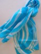 White & Turquoise Silk Scarf by Galilee Silks