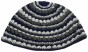 Kippah with Frik Design and Navy, Gray and White Stripes in 21 cm