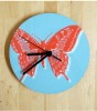 Wall Clock in Light Blue with Tangarine Butterfly